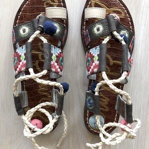 Sam Edelman NIB Size 5 BOHO Ankle Wrap Sandals